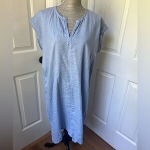 CP Shades Blue Linen Short Sleeve Shift Dress / Tunic Medium